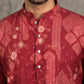 Traditional Cotton Blend Printed Kurta With Korean Pants ( 65KP PJ11B 5606Maroon )