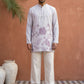 Cotton Blend Floral Printed Kurta With Korean Pants ( 65KP PJ11W 5607Purple )