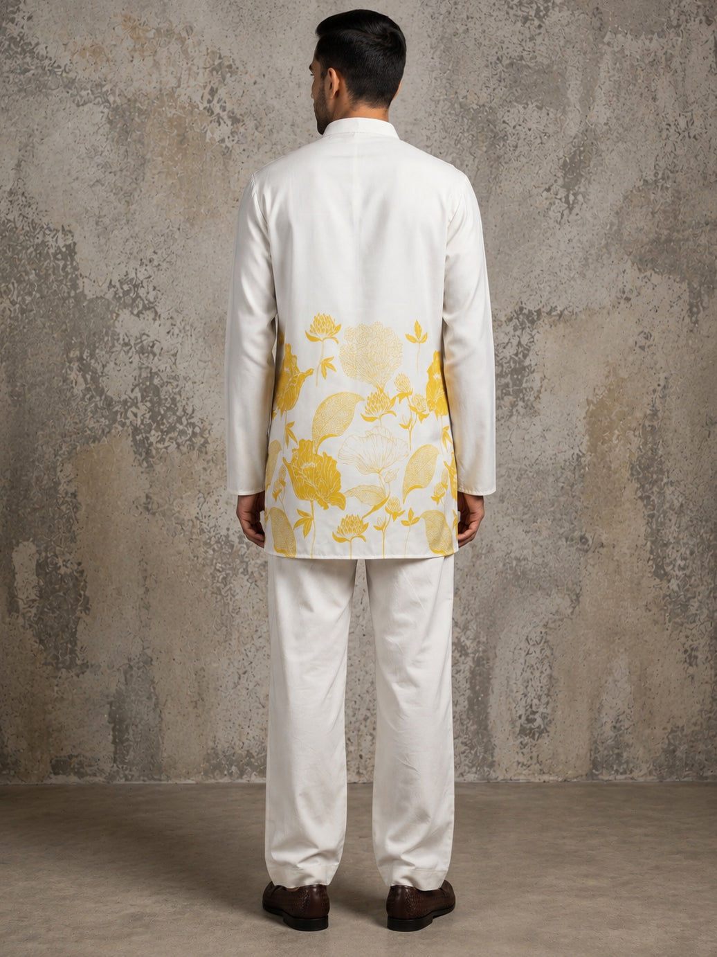 Cotton Blend Floral Printed Kurta With Korean Pants ( 65KP PJ11W 5607Yellow )