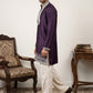 Japanese Fabric Designer Embroidered Kurta With Korean Pants ( 65KP PJ11W 5608Purple )