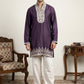 Japanese Fabric Designer Embroidered Kurta With Korean Pants ( 65KP PJ11W 5608Purple )