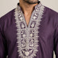 Japanese Fabric Designer Embroidered Kurta With Korean Pants ( 65KP PJ11W 5608Purple )