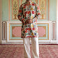 Silk Blend Designer Embroidered Kurta With Korean Pants ( 65KP PJ11W 5609White )