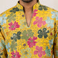 Silk Blend Designer Embroidered Kurta With Korean Pants ( 65KP PJ11W 5609Yellow )