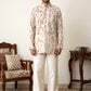 Men Cotton Blend Ikat Printed Kurta With Korean Pants ( 65KP PJ11W 5610Beige )