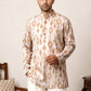 Men Cotton Blend Ikat Printed Kurta With Korean Pants ( 65KP PJ11W 5610Beige )