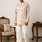 Men Cotton Blend Ikat Printed Kurta With Korean Pants ( 65KP PJ11W 5610Beige )