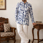 Men Cotton Blend Ikat Printed Kurta With Korean Pants ( 65KP PJ11W 5610Blue )