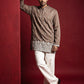 Cotton Blend Ethnic Embroidered Kurta With Korean Pants ( 65KP PJ11W 5611Brown )