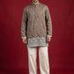 Cotton Blend Ethnic Embroidered Kurta With Korean Pants ( 65KP PJ11W 5611Brown )