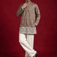 Cotton Blend Ethnic Embroidered Kurta With Korean Pants ( 65KP PJ11W 5611Brown )