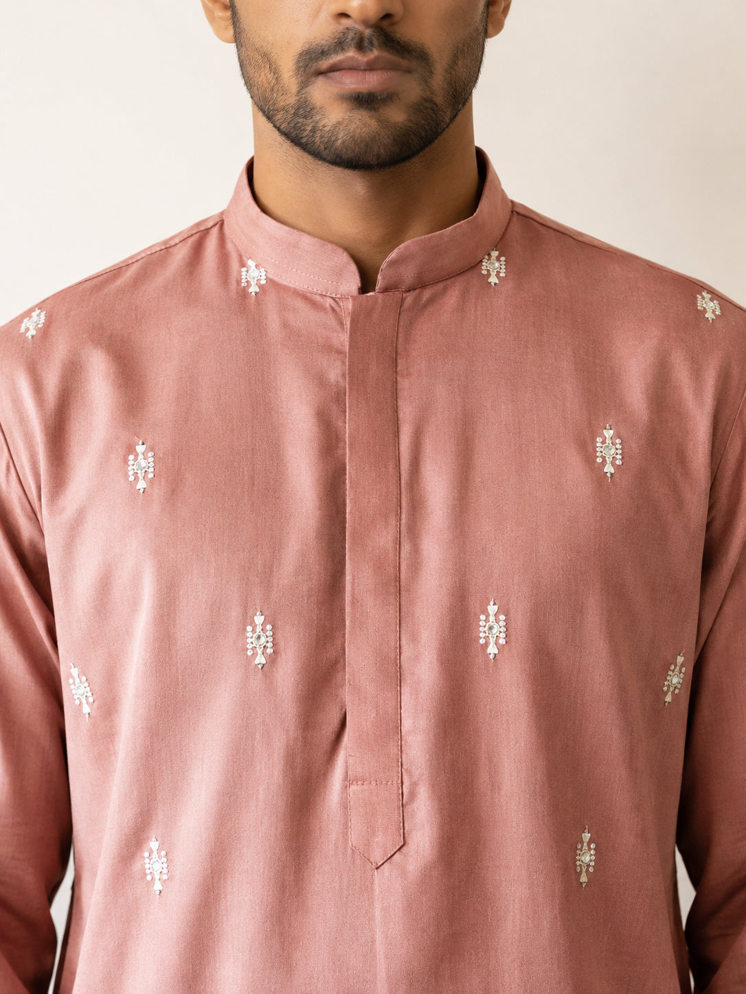 Cotton Blend Ethnic Embroidered Kurta With Korean Pants ( 65KP PJ11W 5611Pink )