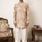 Cotton Blend Printed & Thread Work Kurta With Korean Pants ( 65KP PJ11W 5612Beige )