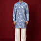 Cotton Blend Printed & Thread Work Kurta With Korean Pants ( 65KP PJ11W 5612Blue )