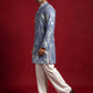 Cotton Blend Printed & Thread Work Kurta With Korean Pants ( 65KP PJ11W 5612Blue )