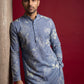 Cotton Blend Printed & Thread Work Kurta With Korean Pants ( 65KP PJ11W 5612Blue )