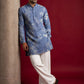 Cotton Blend Printed & Thread Work Kurta With Korean Pants ( 65KP PJ11W 5612Blue )