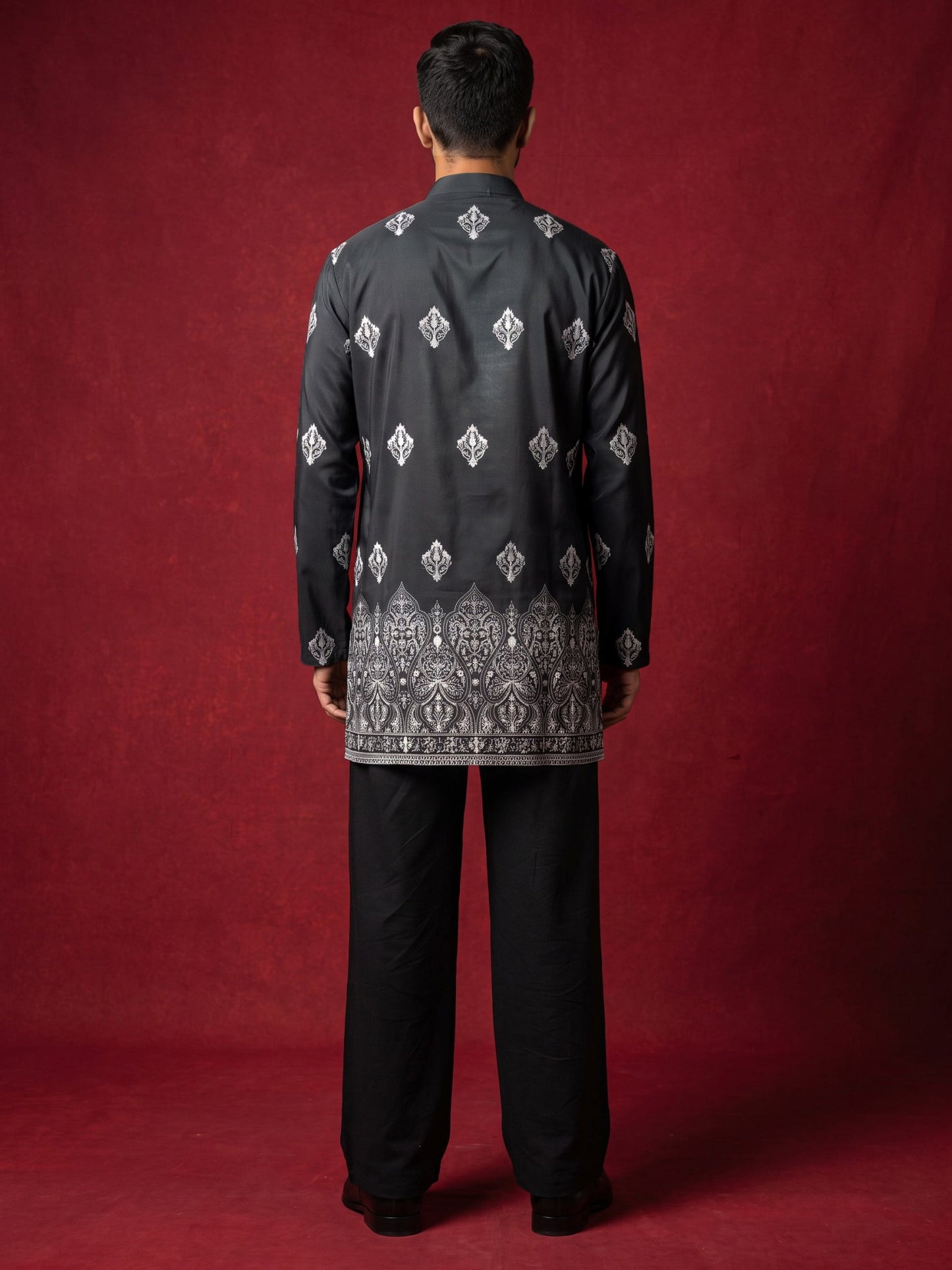 Cotton Blend Ethnic Printed Kurta With Korean Pants ( 65KP PJ11B 5614Black )