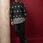Cotton Blend Ethnic Printed Kurta With Korean Pants ( 65KP PJ11B 5614Black )