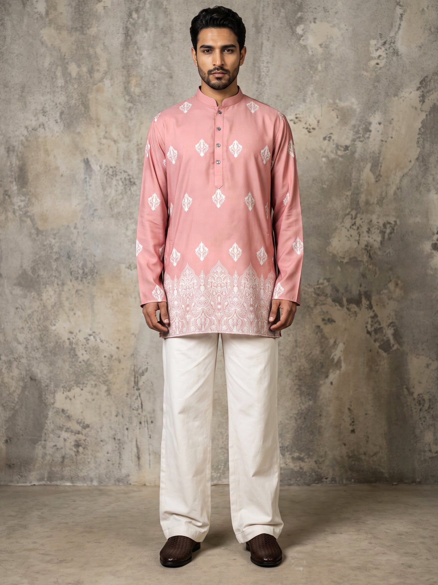 Cotton Blend Ethnic Printed Kurta With Korean Pants ( 65KP PJ11W 5614Pink )