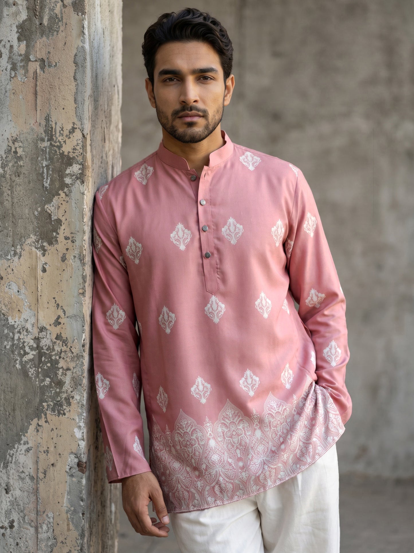 Cotton Blend Ethnic Printed Kurta With Korean Pants ( 65KP PJ11W 5614Pink )