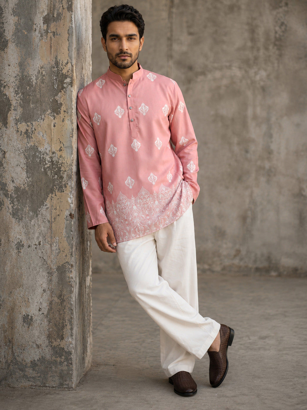 Cotton Blend Ethnic Printed Kurta With Korean Pants ( 65KP PJ11W 5614Pink )