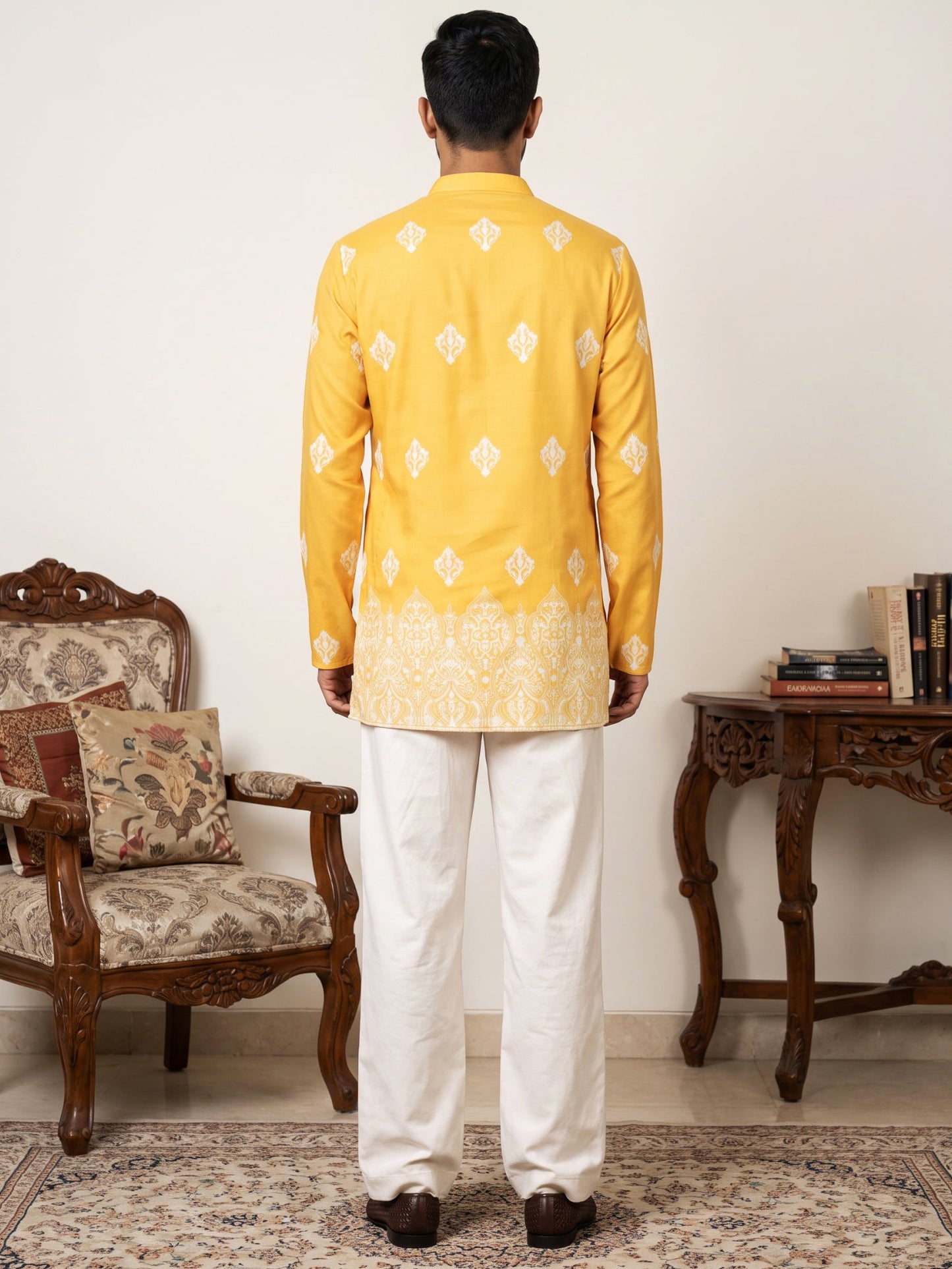 Cotton Blend Ethnic Printed Kurta With Korean Pants ( 65KP PJ11W 5614Yellow )