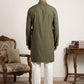 Men's Japanese Fabric Designer Embroidered Kurta With Korean Pants ( 65KP PJ11W 5615Grey )