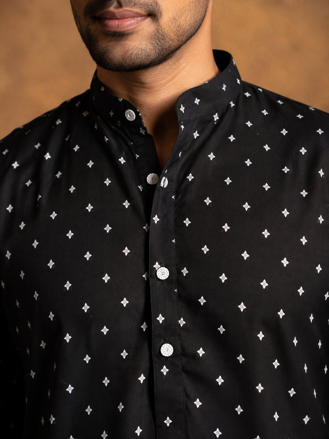 Printed Cotton Blend Kurta Korean Pants Set ( 65KP PJ11B 5622Black )