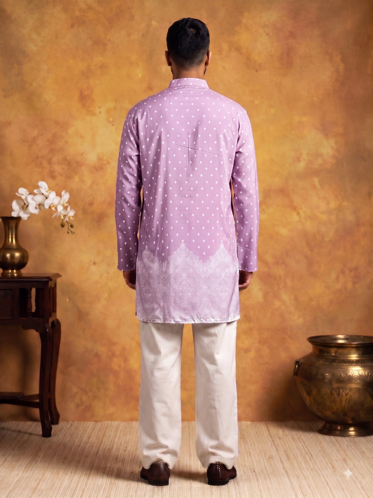 Printed Cotton Blend Kurta Korean Pants Set ( 65KP PJ11W 5622Purple )
