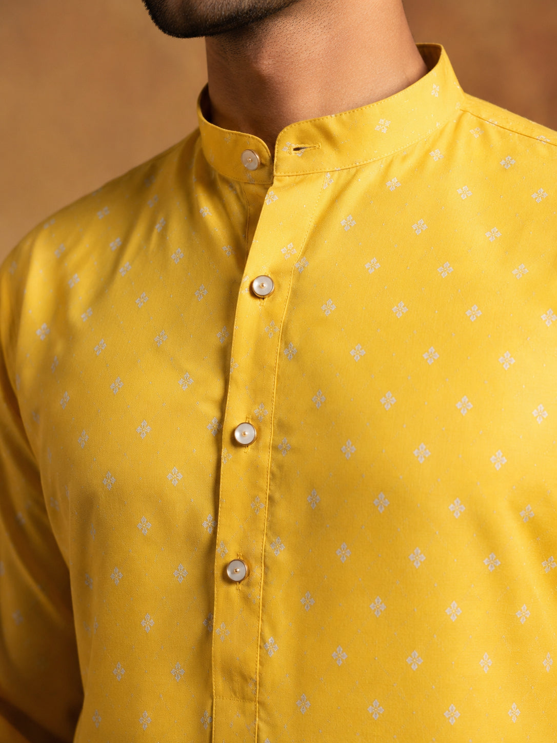 Printed Cotton Blend Kurta Korean Pants Set ( 65KP PJ11W 5622Yellow )