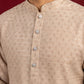 Cotton Blend Printed & Thread Work Kurta with Korean Pants ( 65KP PJ11W 5623Beige )