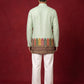 Cotton Blend Printed & Thread Work Kurta with Korean Pants ( 65KP PJ11W 5623Pista )