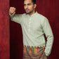 Cotton Blend Printed & Thread Work Kurta with Korean Pants ( 65KP PJ11W 5623Pista )