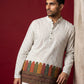 Cotton Blend Printed & Thread Work Kurta with Korean Pants ( 65KP PJ11W 5623White )