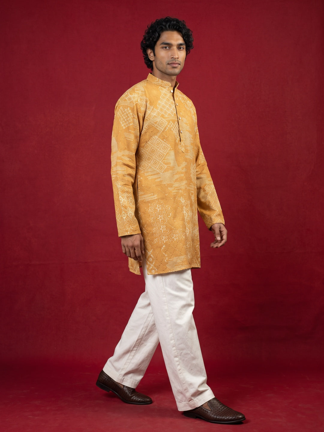 Printed Cotton Blend Kurta with Korean Pants ( 65KP PJ11W 5624Mustard )