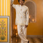 Cotton Blend Printed & Thread Work Kurta with Korean Pants ( 65KP PJ11B 5625White )