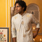 Cotton Blend Printed & Thread Work Kurta with Korean Pants ( 65KP PJ11B 5625White )