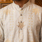 Cotton Blend Printed & Thread Work Kurta with Korean Pants ( 65KP PJ11B 5625White )