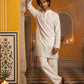 Floral Embroidered Kurta with Korean Pants ( 65KP PJ11W 5629White )