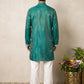Embroidered Silk Blend Kurta for Men ( 65KO 5643 Green )