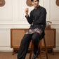 Silk Blend Embroidered & Sequin Kurta with Korean Pants ( 65KP PJ11B B 5644 Black )
