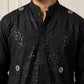 Silk Blend Embroidered & Sequin Kurta with Korean Pants ( 65KP PJ11B B 5644 Black )