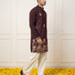Silk Blend Embroidered & Sequin Kurta for Men ( 65KO 5644 Wine )