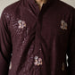 Silk Blend Embroidered & Sequin Kurta for Men ( 65KO 5644 Wine )