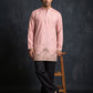 Silk Blend Embroidered Kurta for Men ( 65KO 5645 Peach )