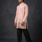 Silk Blend Embroidered Kurta for Men ( 65KO 5645 Peach )