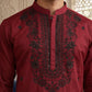 Men’s Classic Silk Blend Kurta Set with Rich Embroidery ( 65KP B-P 5530Maroon )