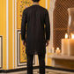 Men’s Classic Kurta Set with Rich Hemline Embroidery ( 65KP B-P 5531Black )