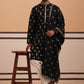 Silk Blend Embroidered Kurta Pyjama Set (65KP D-PJ11W 5355 Black )